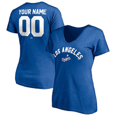 Los Angeles Dodgers Women's Cooperstown Winning Streak Personalized Name & Number V-Neck T-Shirt Online
