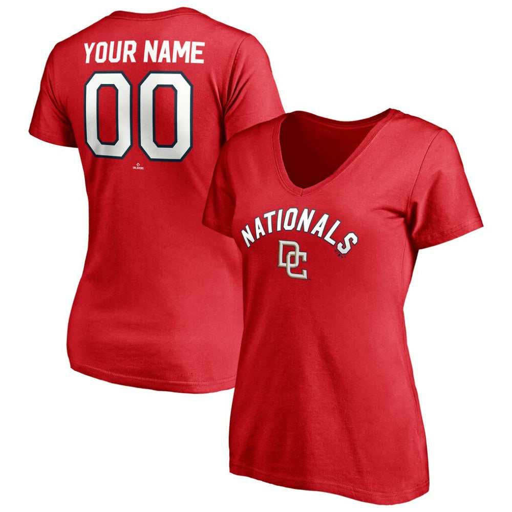 Washington Nationals Women's Cooperstown Winning Streak Personalized Name & Number V-Neck T-Shirt discount