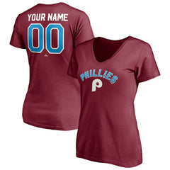 Philadelphia Phillies Women's Cooperstown Winning Streak Alternate Personalized Name & Number V-Neck T-Shirt discount