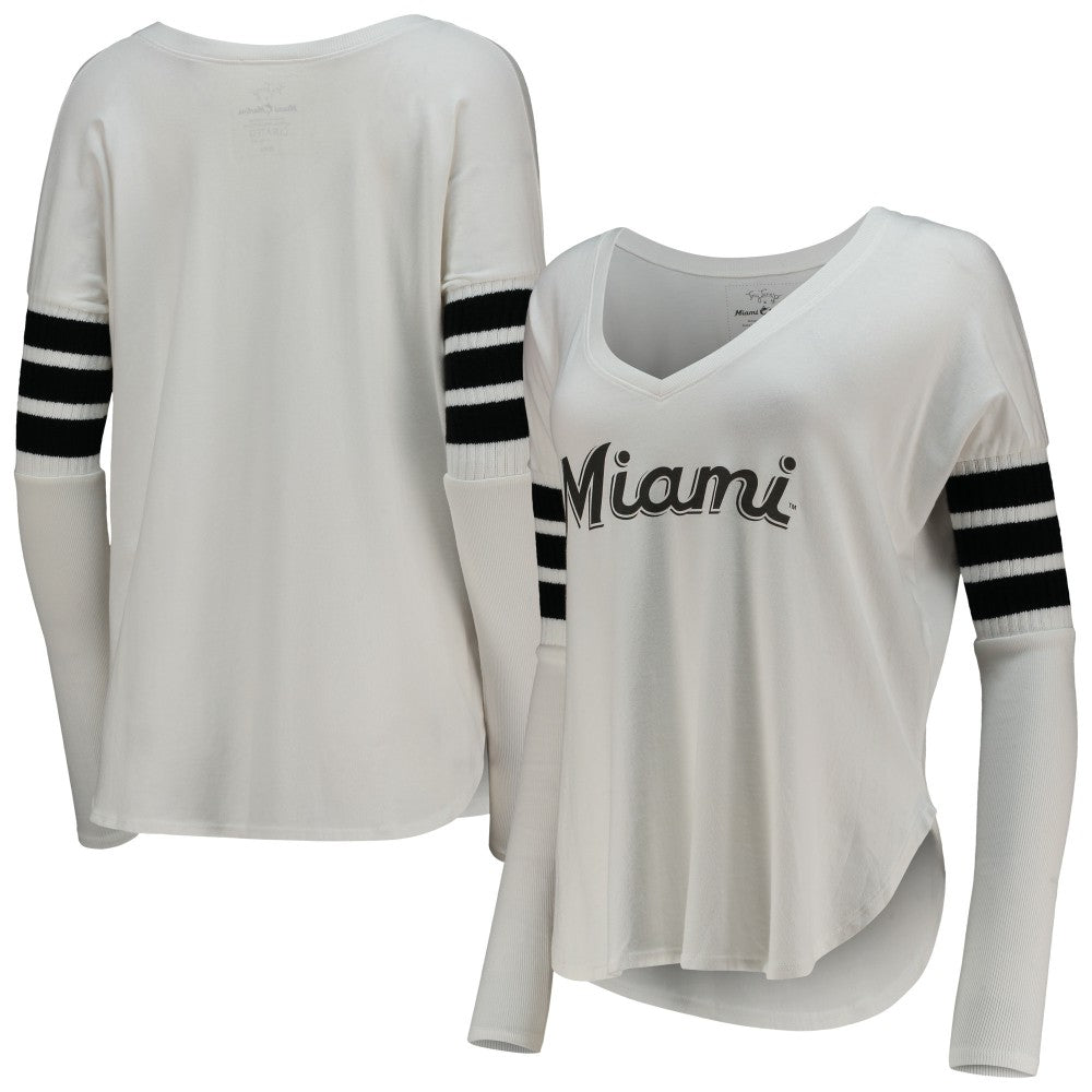 Miami Marlins Tiny Turnip Women's Jalynne Jersey Tri-Blend Long Sleeve V-Neck T-Shirt discount