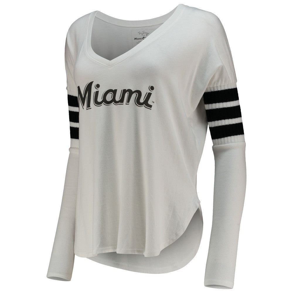 Miami Marlins Tiny Turnip Women's Jalynne Jersey Tri-Blend Long Sleeve V-Neck T-Shirt discount