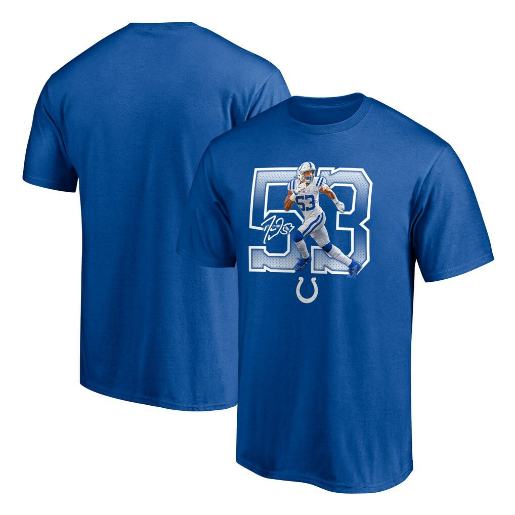 Shaquille Leonard Indianapolis Colts Powerhouse Player Graphic T-Shirt Royal - Fanatics