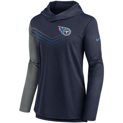 Tennessee Titans Women's Chevron Hoodie Performance Long Sleeve T-Shirt Navy/Heathered Charcoal - Nike