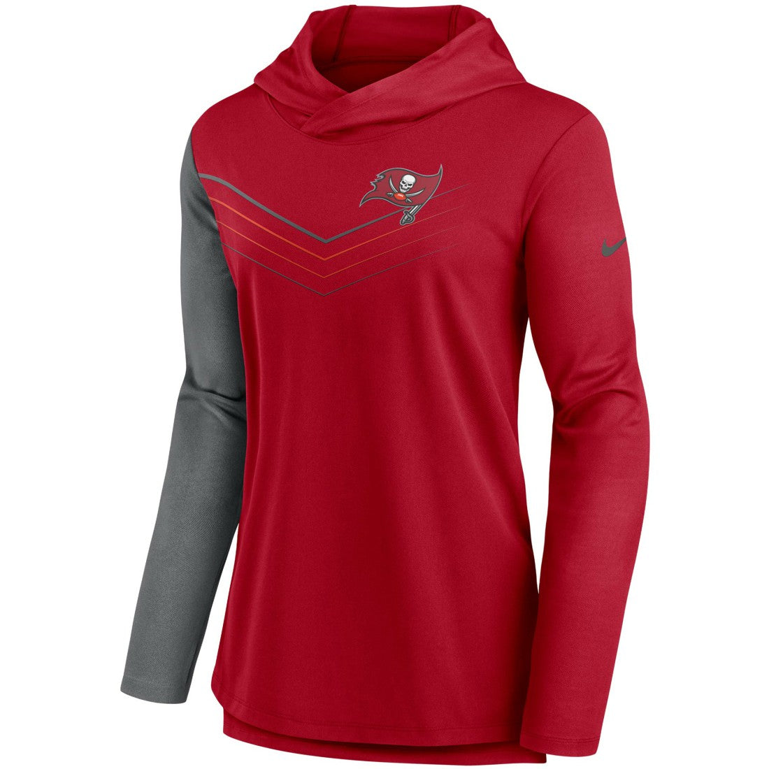 Tampa Bay Buccaneers Women's Chevron Hoodie Performance Long Sleeve T-Shirt Red/Heathered Charcoal - Nike