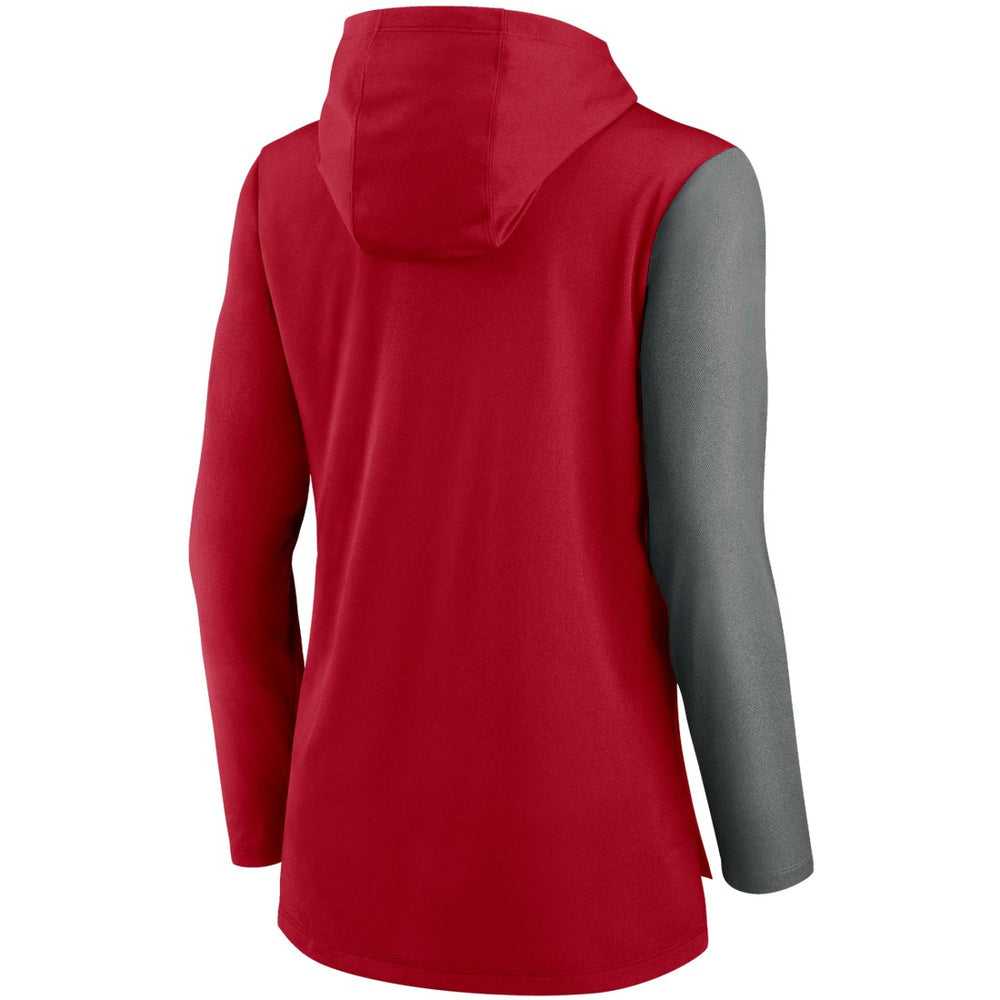 Tampa Bay Buccaneers Women's Chevron Hoodie Performance Long Sleeve T-Shirt Red/Heathered Charcoal - Nike