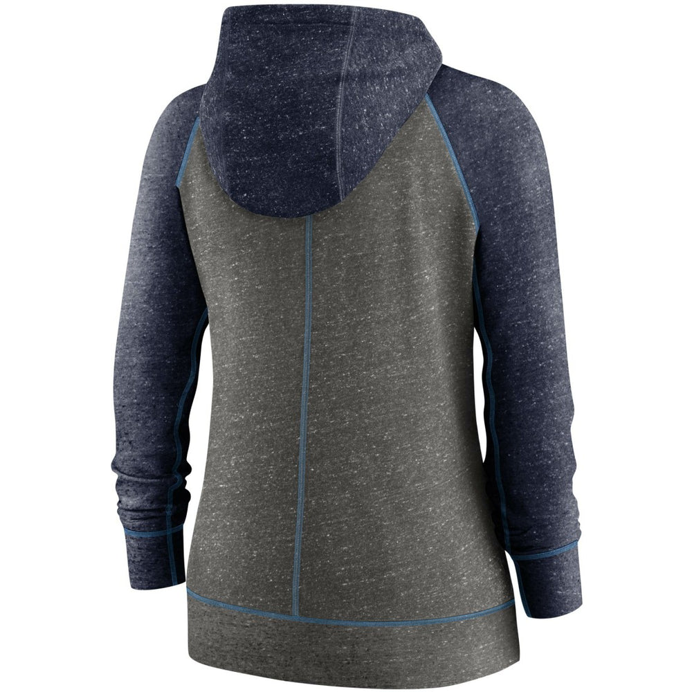 Tennessee Titans Women's Gym Vintage Raglan Full-Zip Hoodie Heathered Charcoal/Navy - Nike