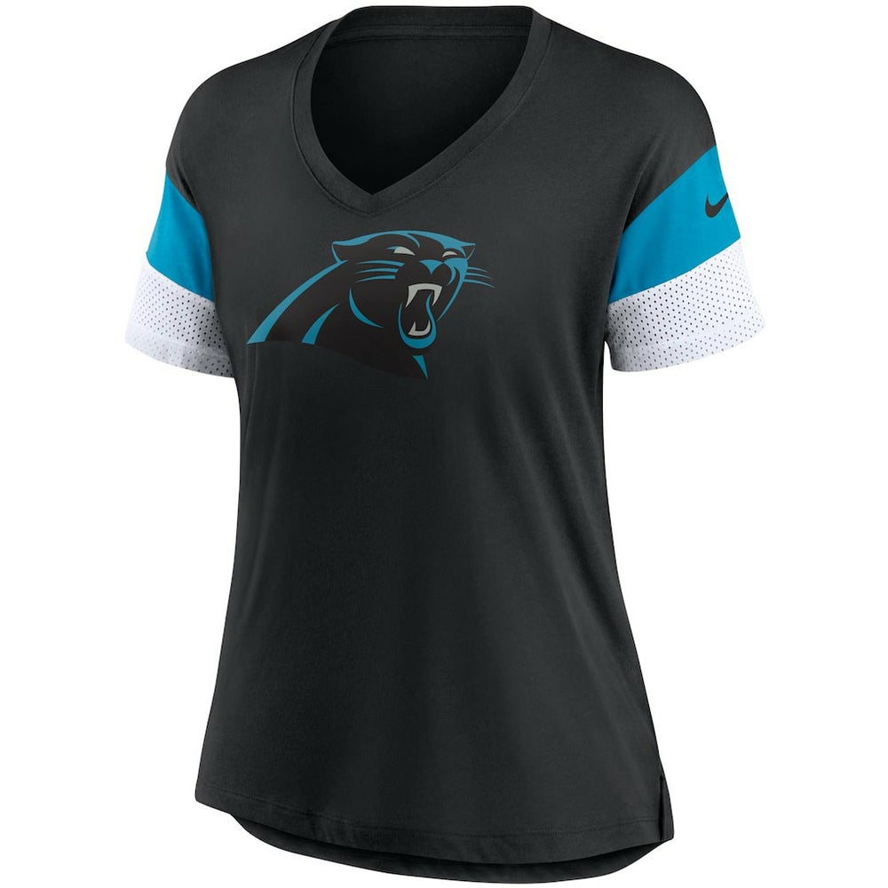 Carolina Panthers Women's Team Logo Fashion Performance Tri-Blend V-Neck T-Shirt Black - Nike