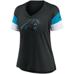 Carolina Panthers Women's Team Logo Fashion Performance Tri-Blend V-Neck T-Shirt Black - Nike