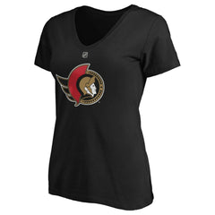 Brady Tkachuk Ottawa Senators - Fanatics Women's Authentic Stack Name & Number V-Neck T-Shirt Black