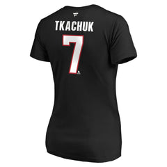 Brady Tkachuk Ottawa Senators - Fanatics Women's Authentic Stack Name & Number V-Neck T-Shirt Black