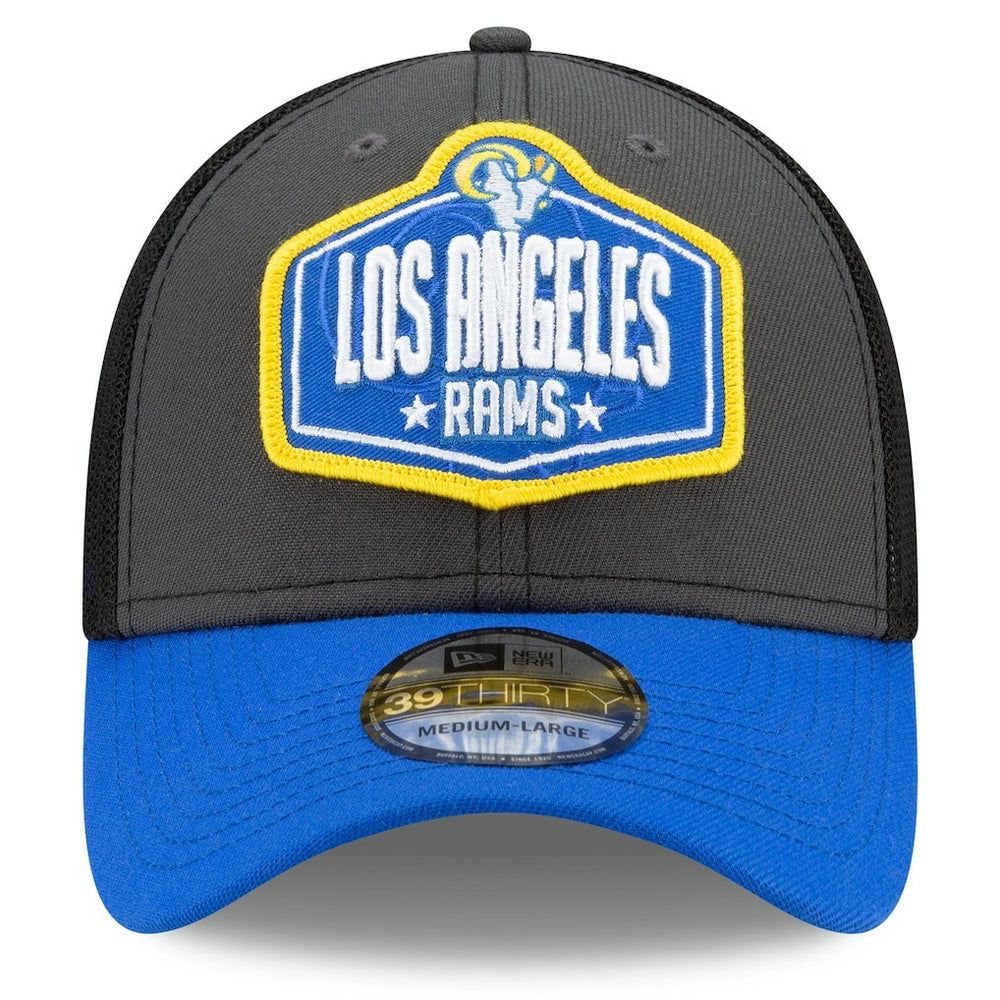 Los Angeles Rams New Era 2021 NFL Draft Trucker 39THIRTY Flex Hat Graphite/Royal - NFL