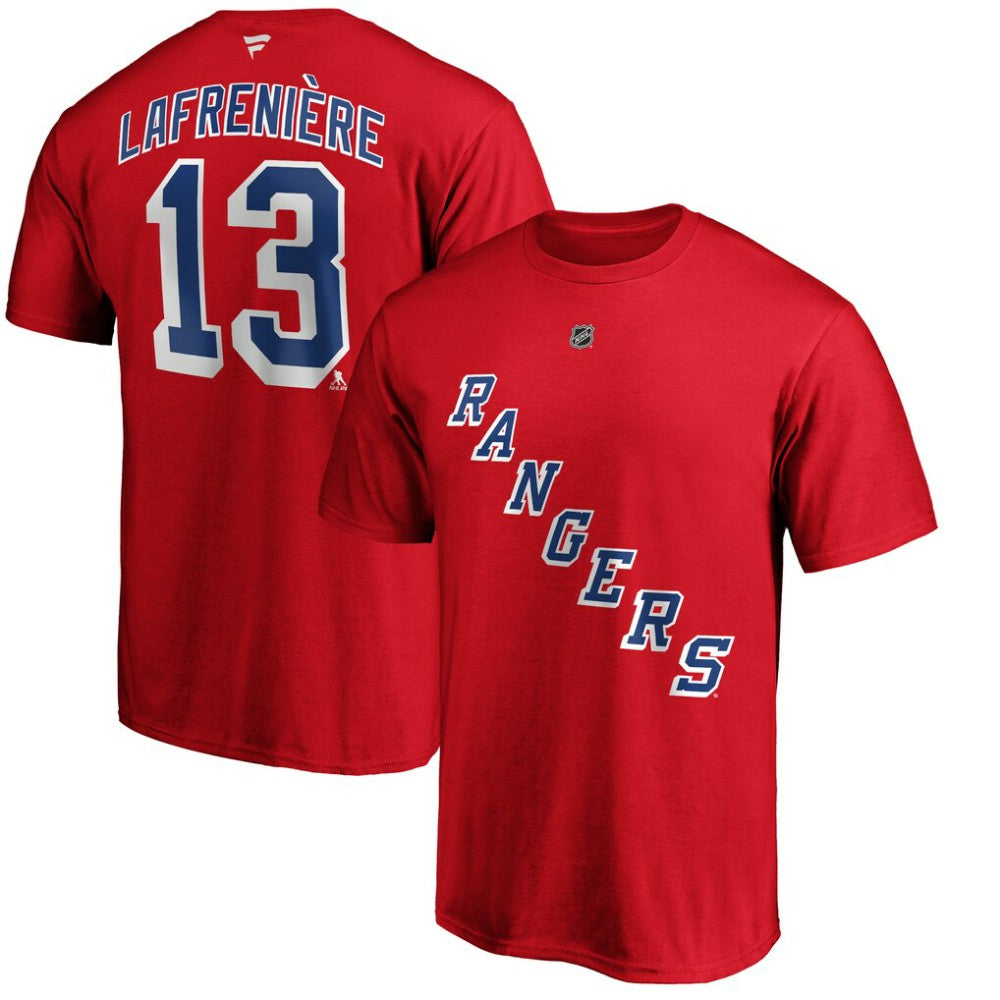 Alexis Lafrenière New York Rangers Fanatics Authentic Stack Name & Number T-Shirt Red
