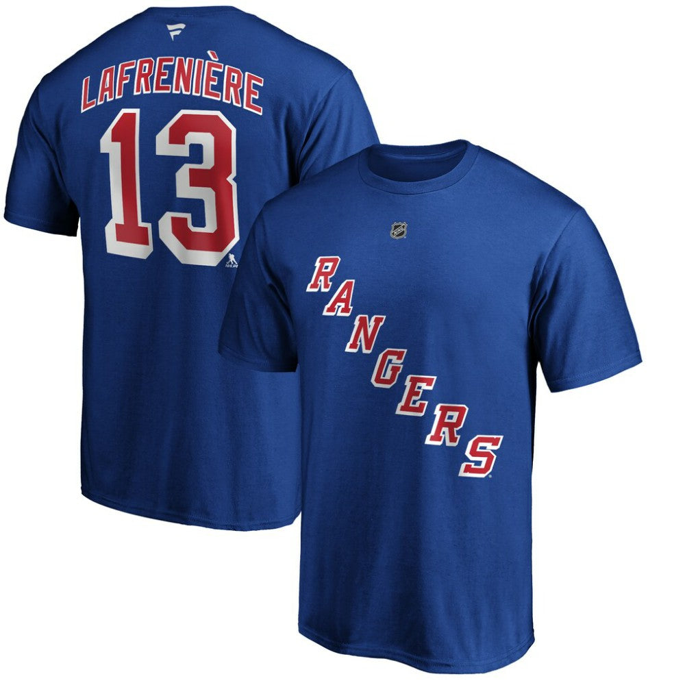 Alexis Lafrenière New York Rangers Fanatics Authentic Stack Name & Number T-Shirt Blue