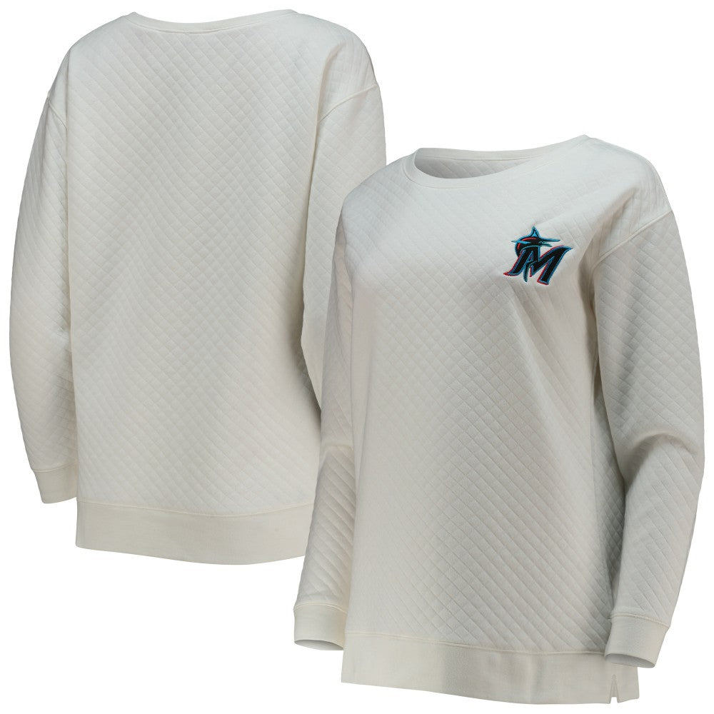 Miami Marlins Concepts Sport Women's Quilted Pullover Sweatshirt On Sale