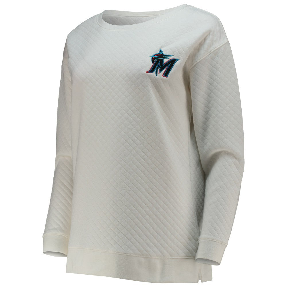 Miami Marlins Concepts Sport Women's Quilted Pullover Sweatshirt On Sale