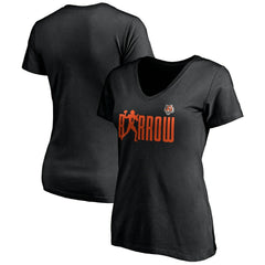Joe Burrow Cincinnati Bengals Women's Checkdown V-Neck T-Shirt Black - NFL