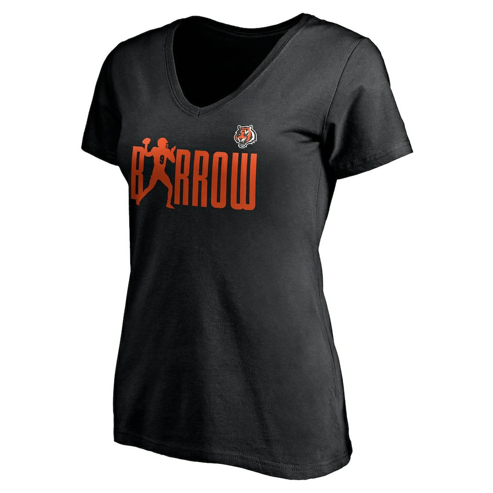 Joe Burrow Cincinnati Bengals Women's Checkdown V-Neck T-Shirt Black - NFL