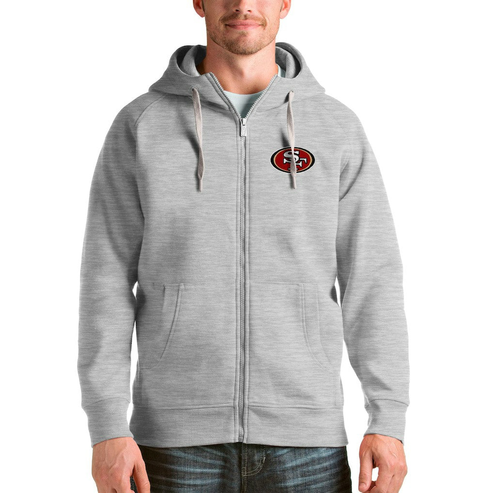 San Francisco 49ers Antigua Victory Full-Zip Hoodie Heather Gray - NFL