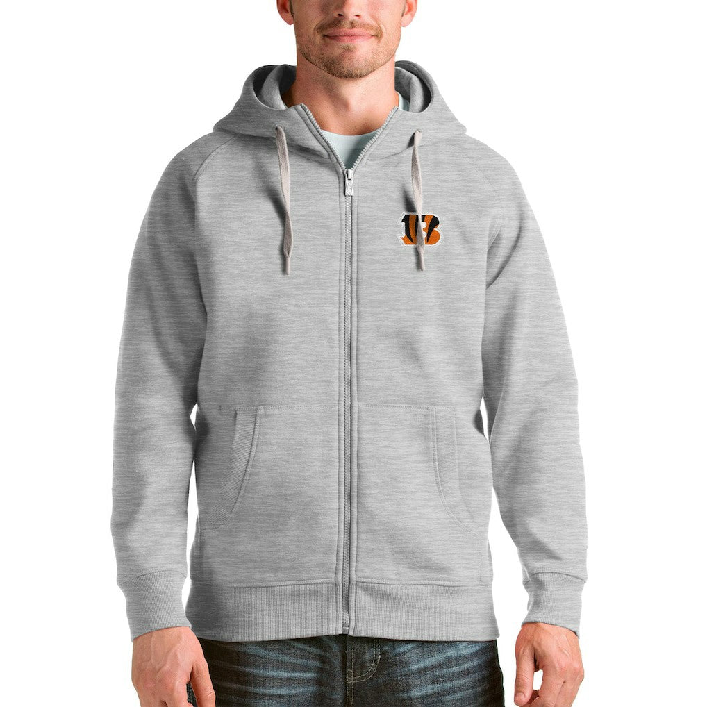 Cincinnati Bengals Antigua Victory Full-Zip Hoodie Heather Gray - NFL