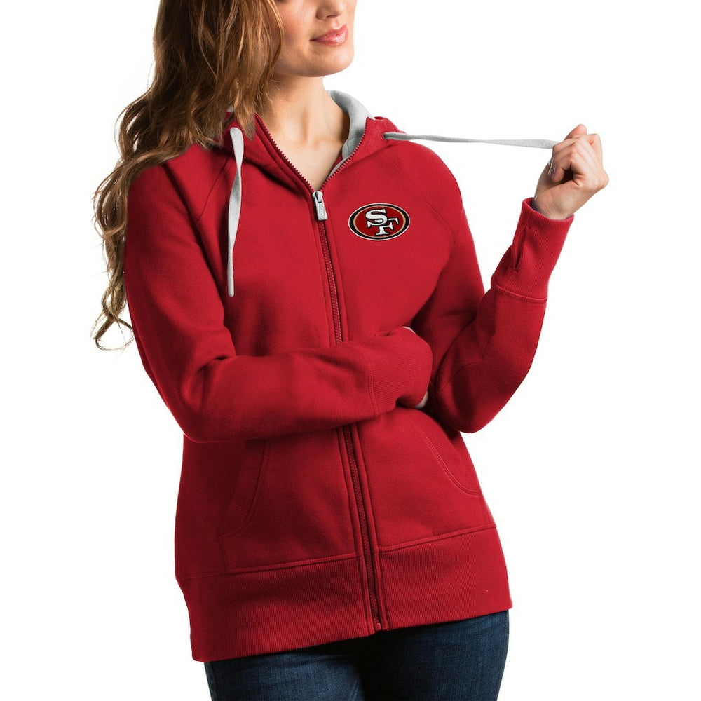 San Francisco 49ers Antigua Women's Victory Full-Zip Hoodie Scarlet - NFL