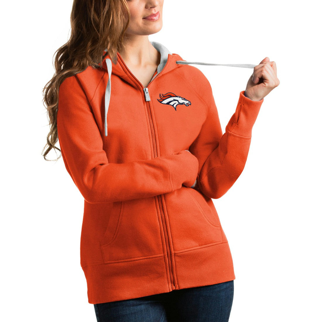 Denver Broncos Antigua Women's Victory Full-Zip Hoodie Orange - NFL