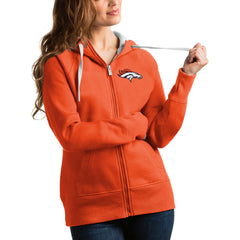 Denver Broncos Antigua Women's Victory Full-Zip Hoodie Orange - NFL