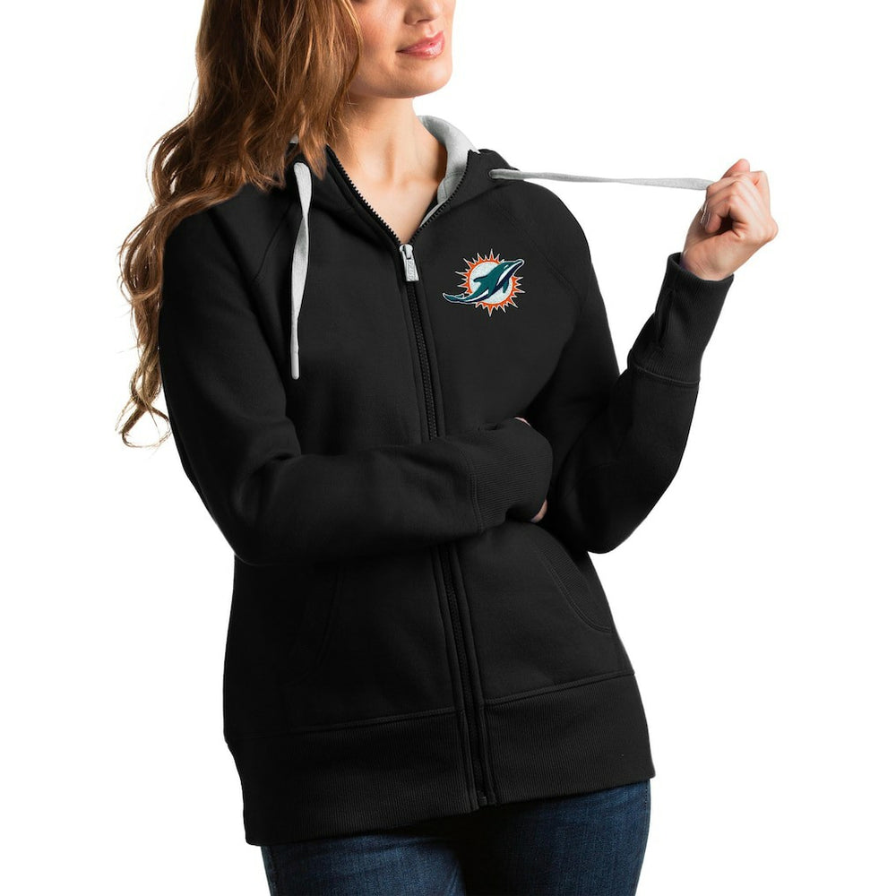 Miami Dolphins Antigua Women's Victory Full-Zip Hoodie Black - NFL