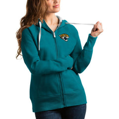 Jacksonville Jaguars Antigua Women's Full-Zip Victory Hoodie Teal - NFL