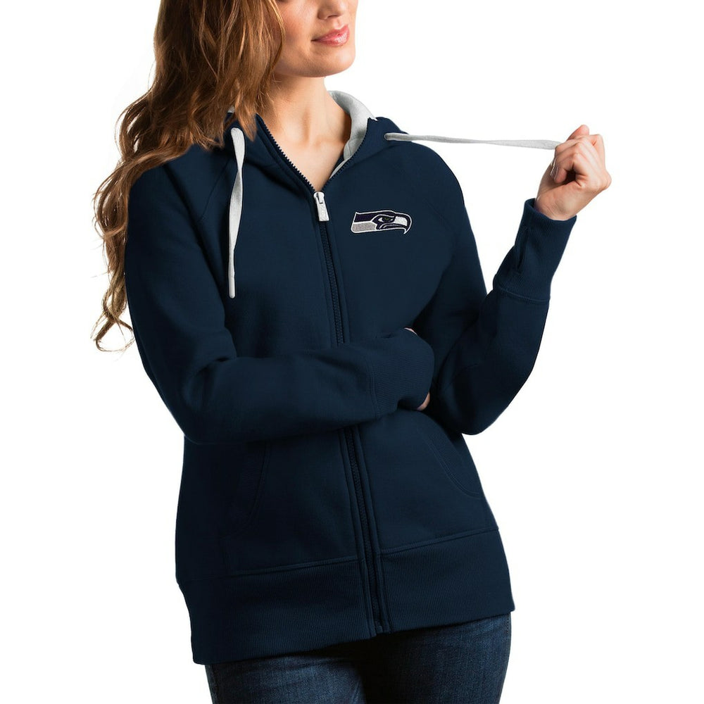 Seattle Seahawks Antigua Women's Victory Full-Zip Hoodie College Navy - NFL