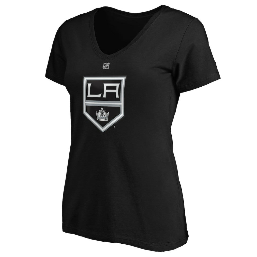 Quinton Byfield Los Angeles Kings - Fanatics Women's Authentic Stack Name & Number V-Neck T-Shirt Black