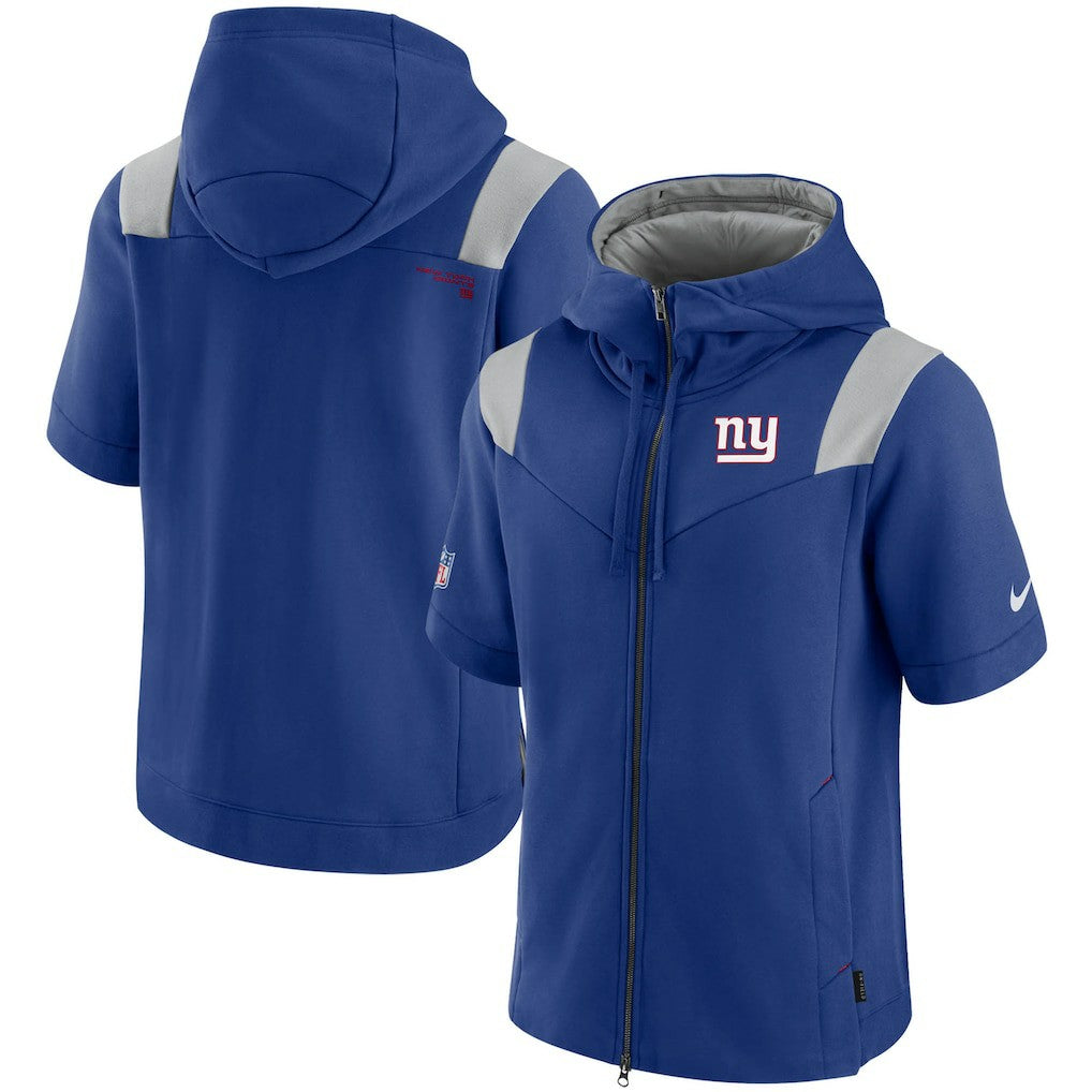 New York Giants Sideline Showout Short Sleeve Full-Zip Hoodie Royal - Nike