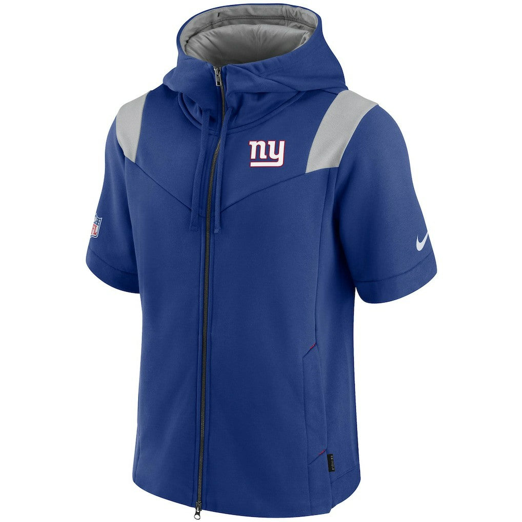 New York Giants Sideline Showout Short Sleeve Full-Zip Hoodie Royal - Nike