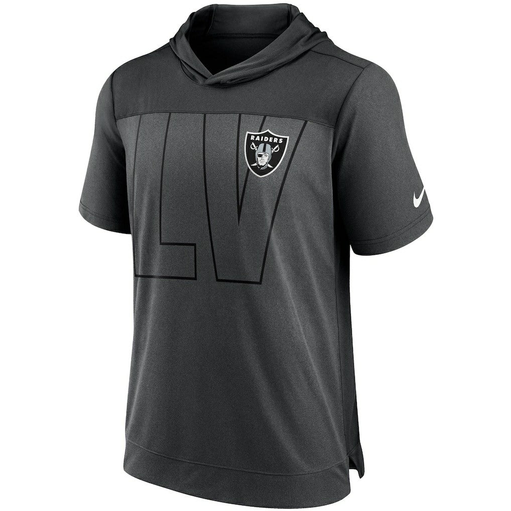 Las Vegas Raiders Performance Hoodie T-Shirt Heathered Charcoal/Black - Nike