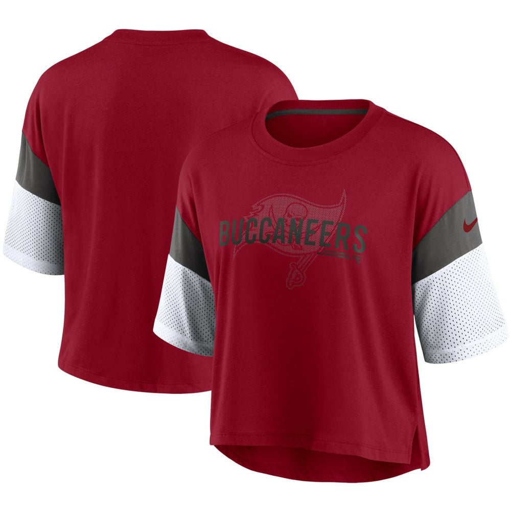 Tampa Bay Buccaneers Women's Nickname Tri-Blend Performance Crop Top Red/White - Nike