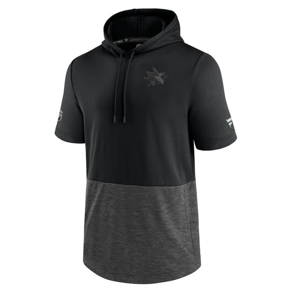 San Jose Sharks - Fanatics Authentic Pro Travel and Training Short Sleeve Pullover Hoodie Black