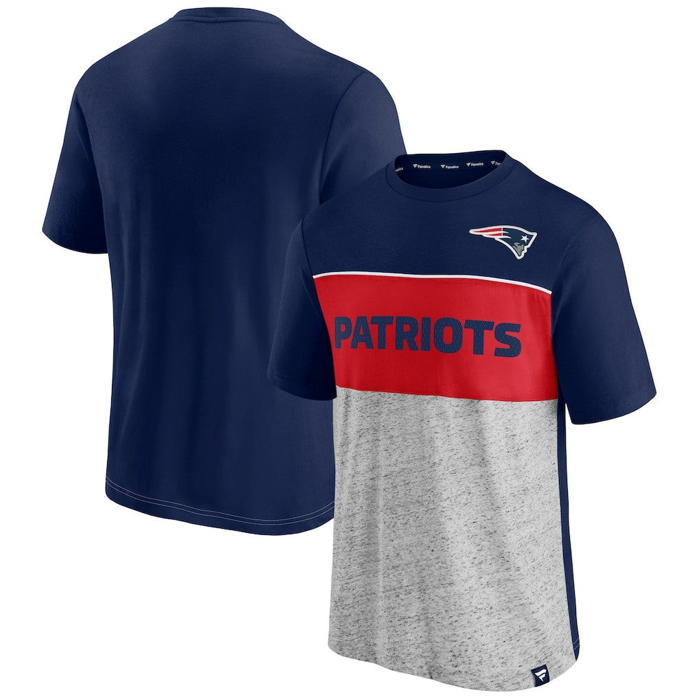 New England Patriots Colorblock T-Shirt Navy/Heathered Gray - Fanatics
