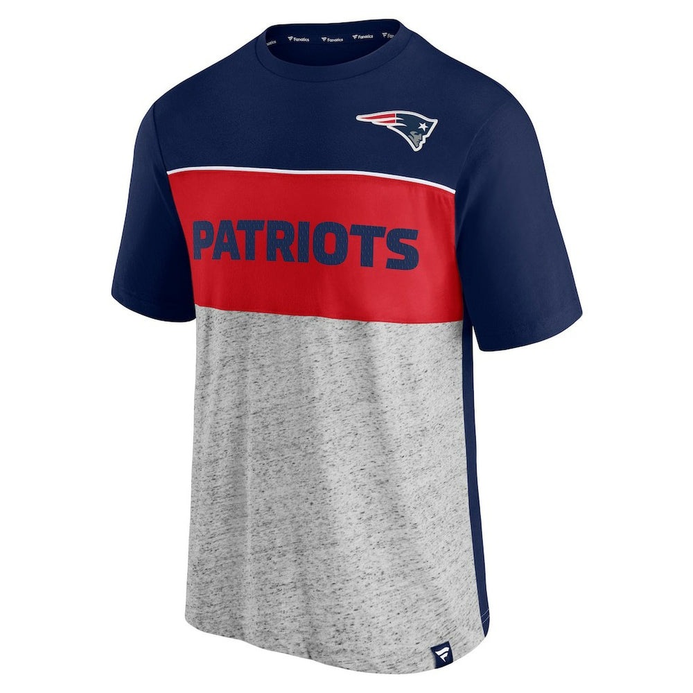 New England Patriots Colorblock T-Shirt Navy/Heathered Gray - Fanatics