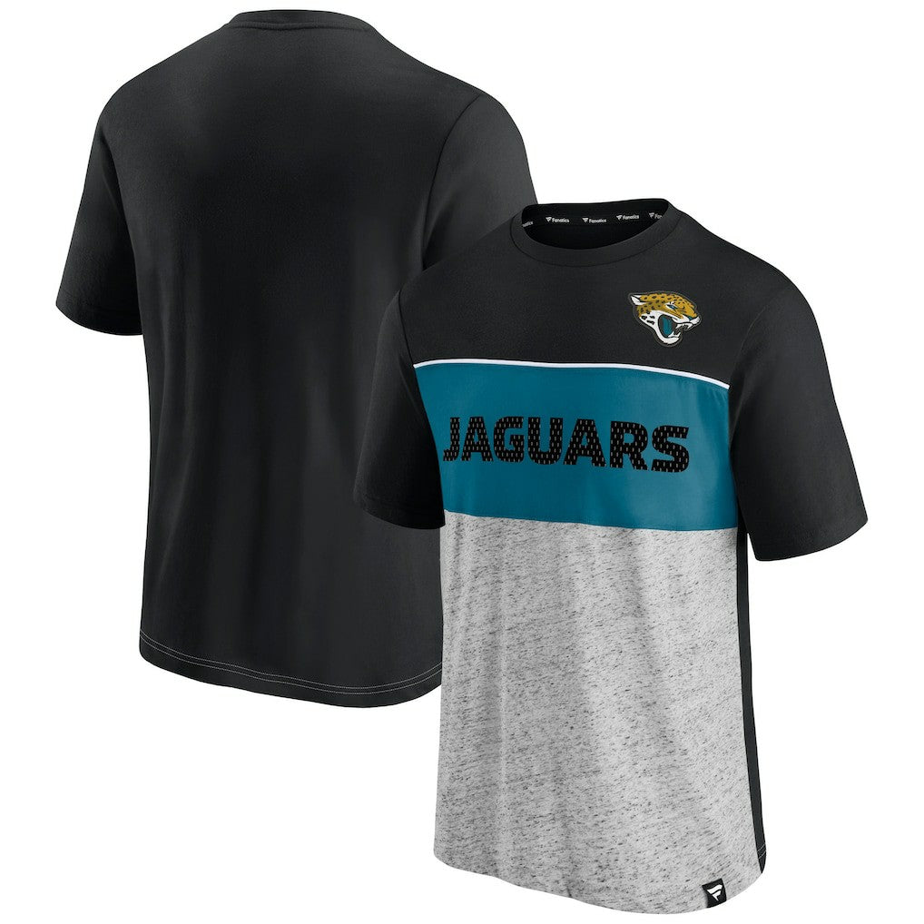 Jacksonville Jaguars Colorblock T-Shirt Black/Heathered Gray - Fanatics
