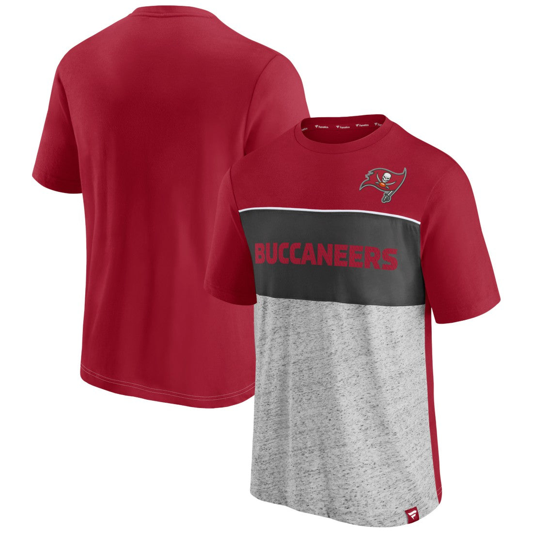 Tampa Bay Buccaneers Colorblock T-Shirt Red/Heathered Gray - Fanatics