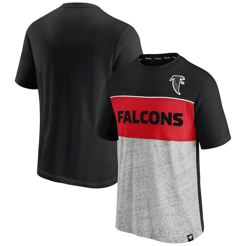Atlanta Falcons Throwback Colorblock T-Shirt Black/Heathered Gray - Fanatics