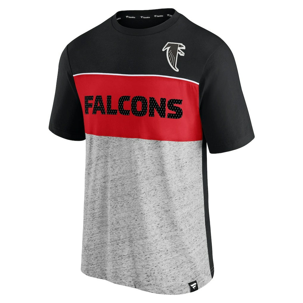 Atlanta Falcons Throwback Colorblock T-Shirt Black/Heathered Gray - Fanatics