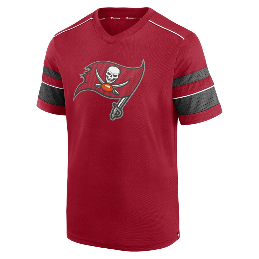 Tampa Bay Buccaneers Textured Hashmark V-Neck T-Shirt Red - Fanatics