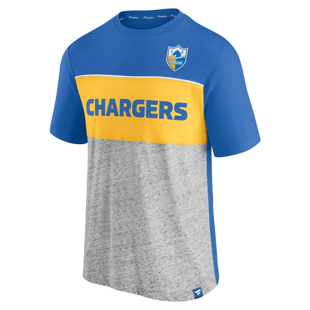 Los Angeles Chargers Throwback Colorblock T-Shirt Powder Blue/Heathered Gray - Fanatics