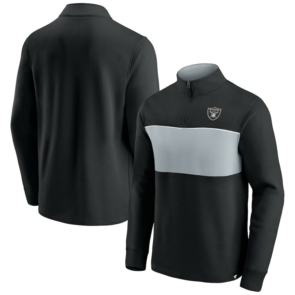 Las Vegas Raiders Block Party Quarter-Zip Jacket Black/Silver - Fanatics