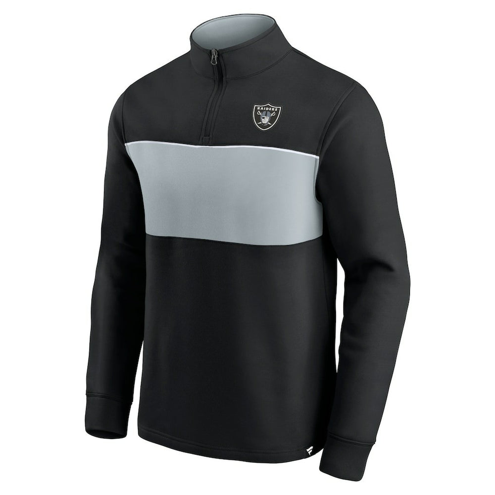 Las Vegas Raiders Block Party Quarter-Zip Jacket Black/Silver - Fanatics