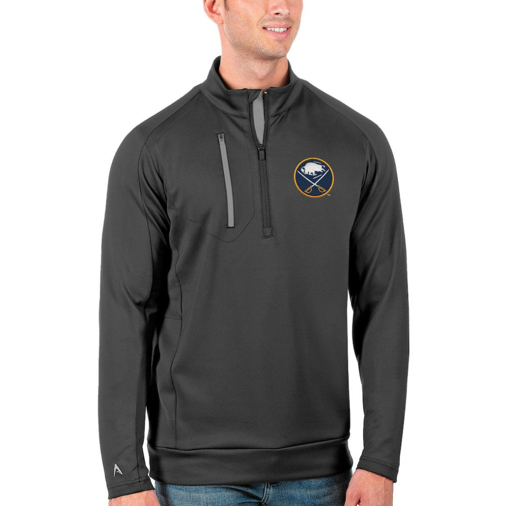 Buffalo Sabres - Antigua Generation Quarter-Zip Pullover Jacket Charcoal/Silver