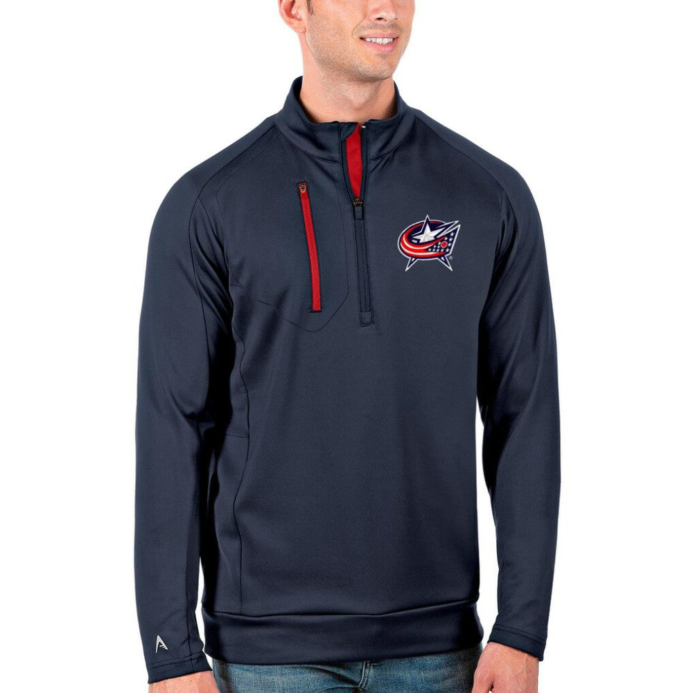 Columbus Blue Jackets - Antigua Generation Quarter-Zip Pullover Jacket Navy/Red
