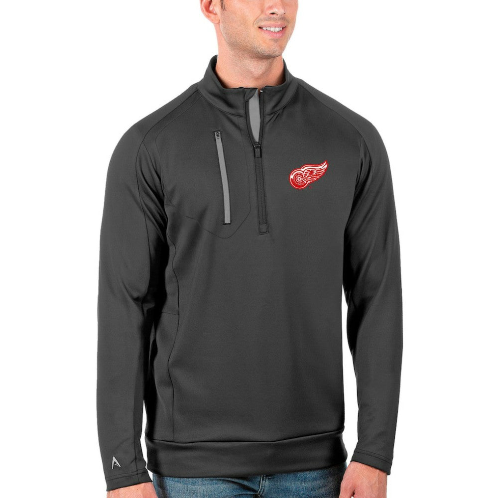 Detroit Red Wings - Antigua Generation Quarter-Zip Pullover Jacket Charcoal/Silver