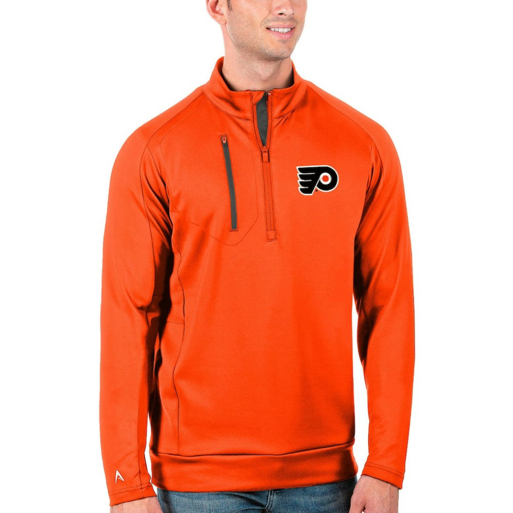 Philadelphia Flyers - Antigua Generation Quarter-Zip Pullover Jacket Orange/Charcoal