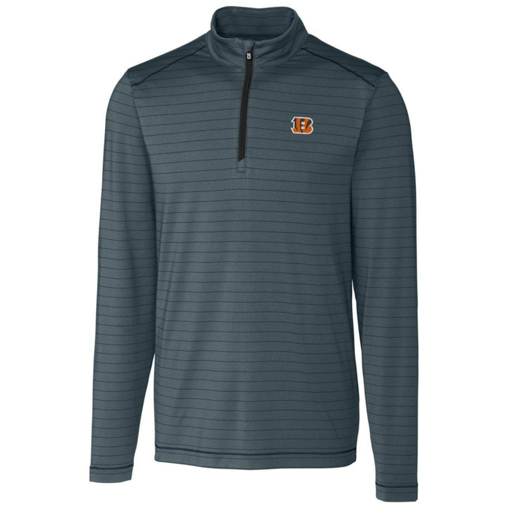 Cincinnati Bengals Cutter & Buck Holman Stripe Quarter-Zip Pullover Jacket Heather Black - NFL